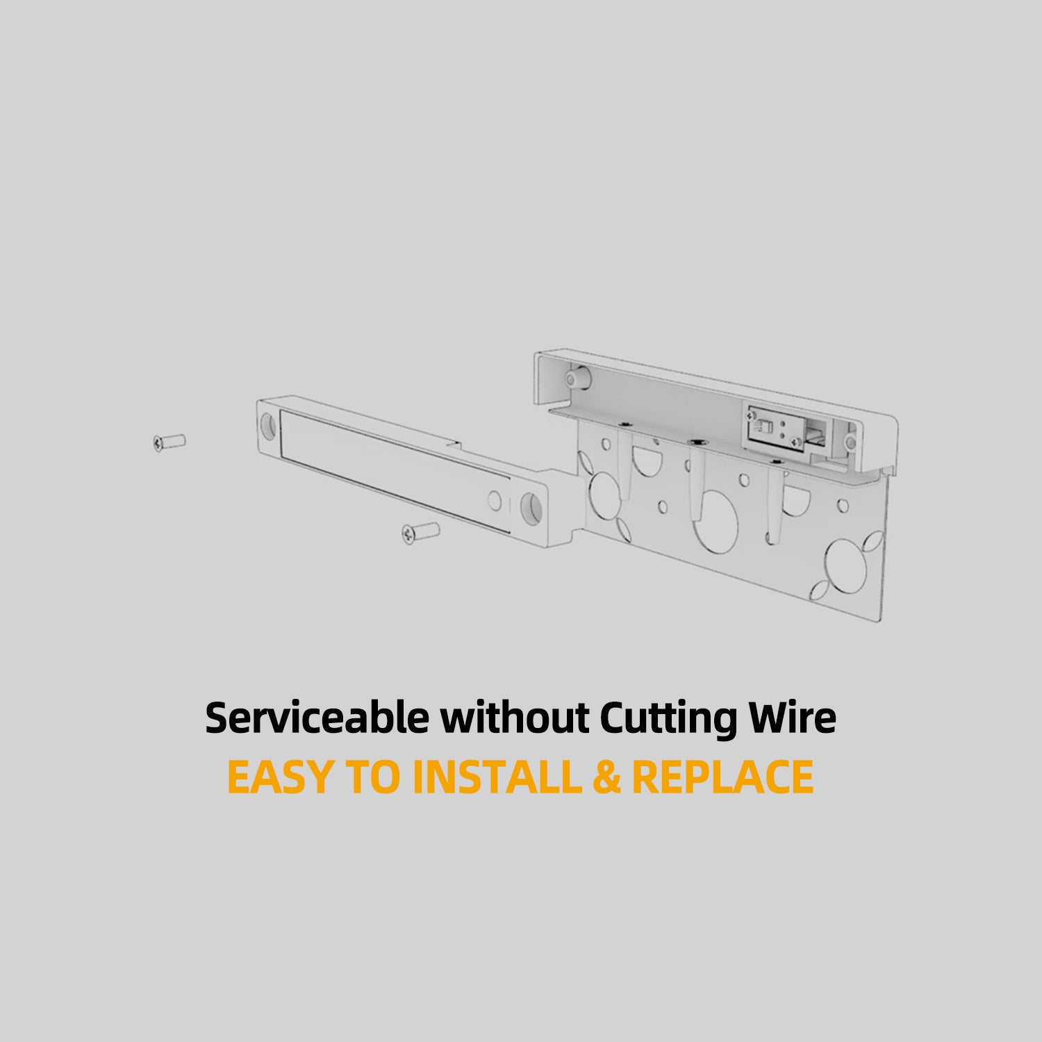 Diagram of a serviceable LED hardscape light illustrating easy installation and replacement without cutting wire