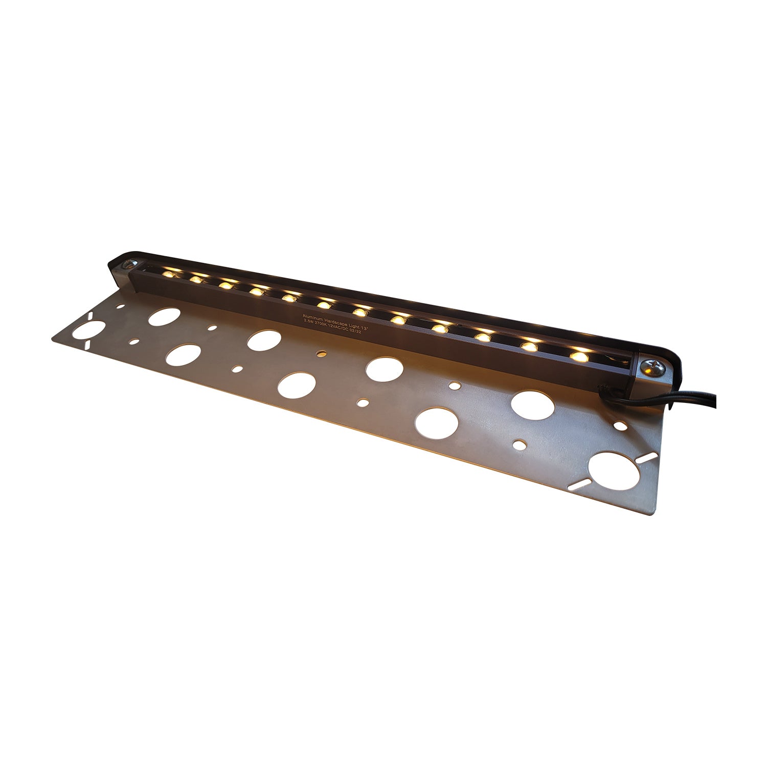 13-inch aluminum LED hardscape light emitting 2700K warm light for outdoor steps and landscape illumination