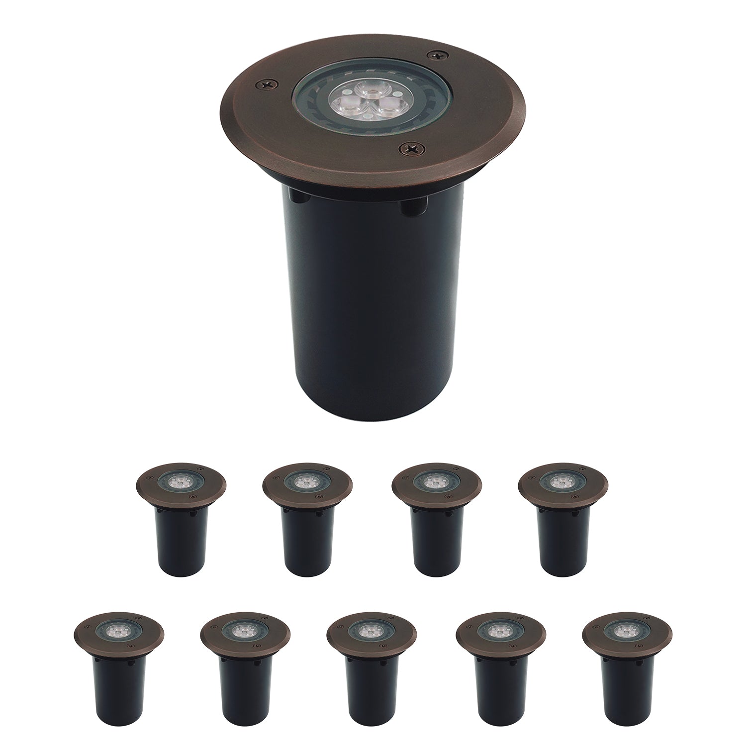 LED outdoor low voltage pathway lights COG303B for landscape tree lighting with in-ground well light design.