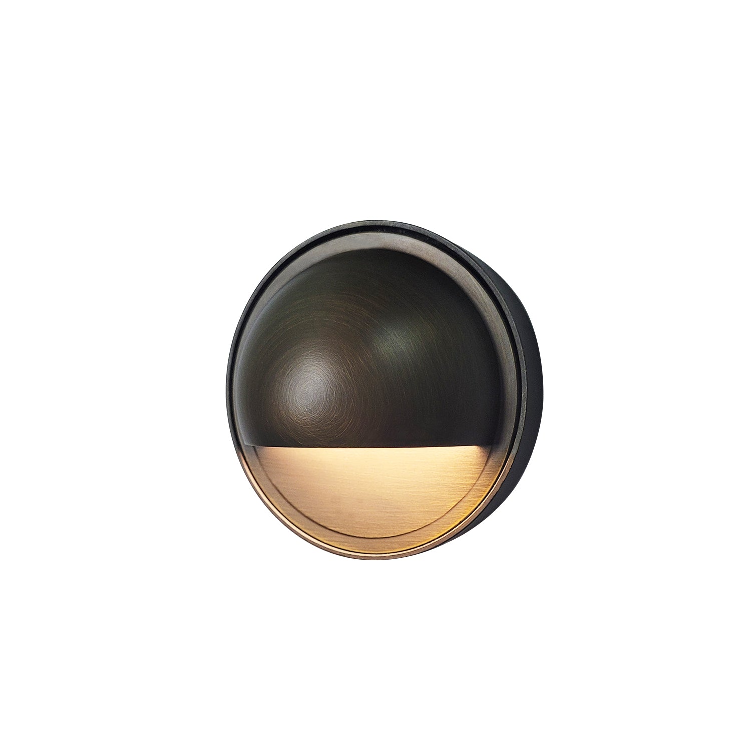 Brass finish LED deck light model COD401B for outdoor landscape lighting, waterproof and low voltage.