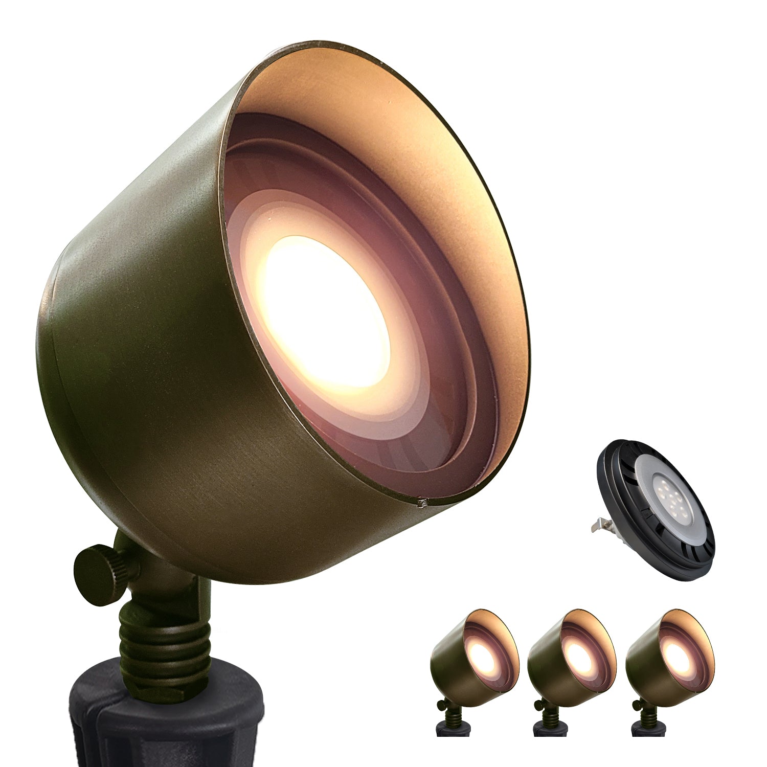 Brass outdoor flood light COF504B with low voltage landscape wall wash lighting