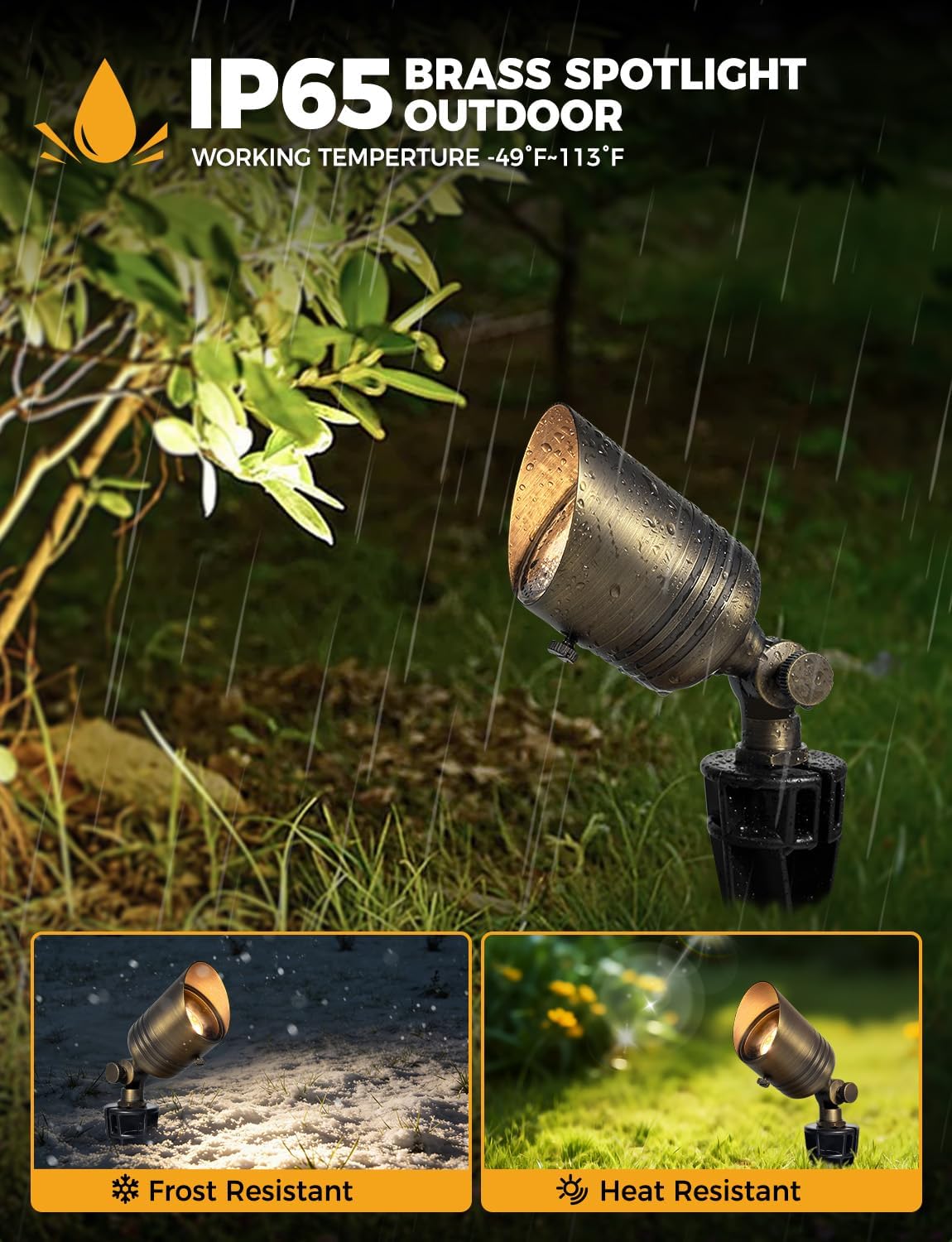 COLOER 5W 12V Brass Outdoor Landscape Spot Light with Bulb(12Pack)