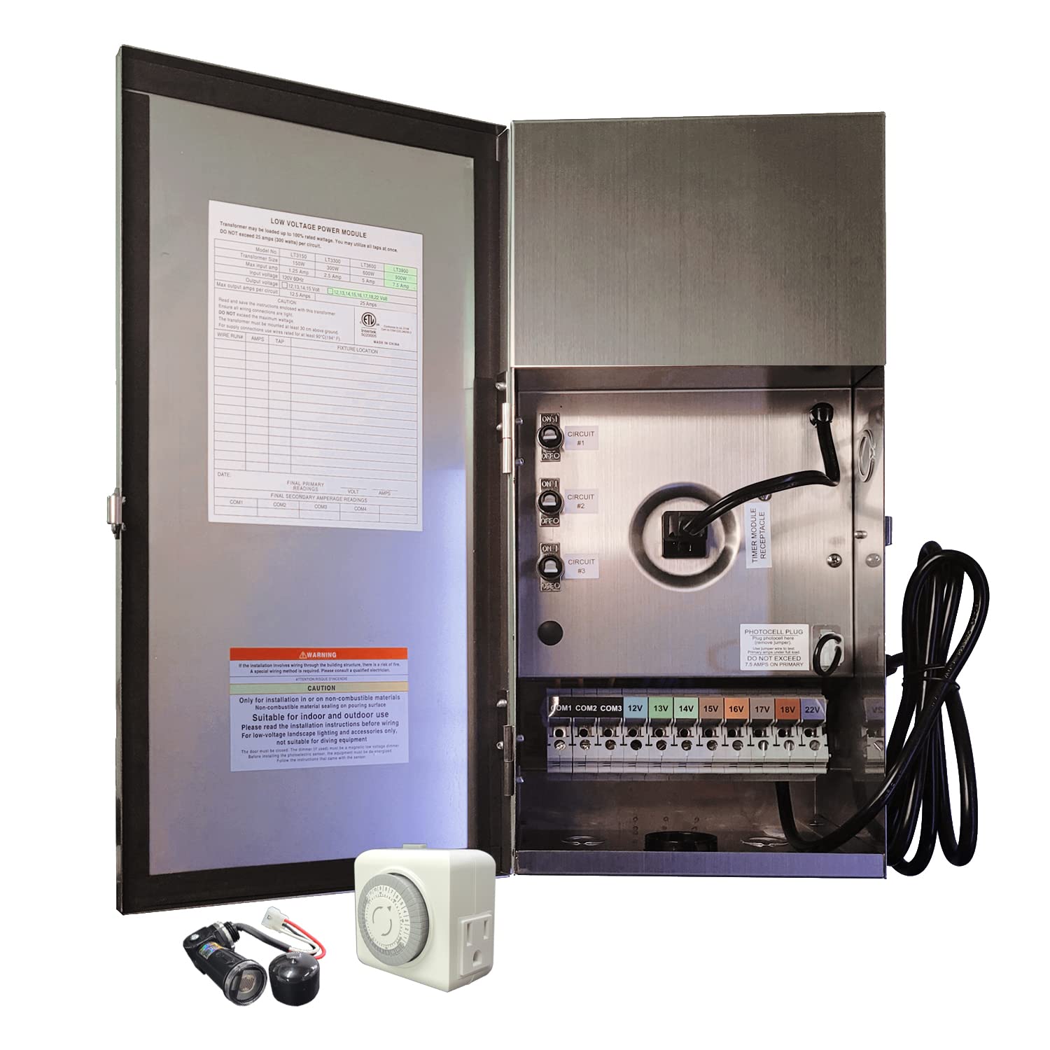 900W Multi-Tap Low Voltage Transformer for Outdoor Landscape Lighting with multiple voltage outputs