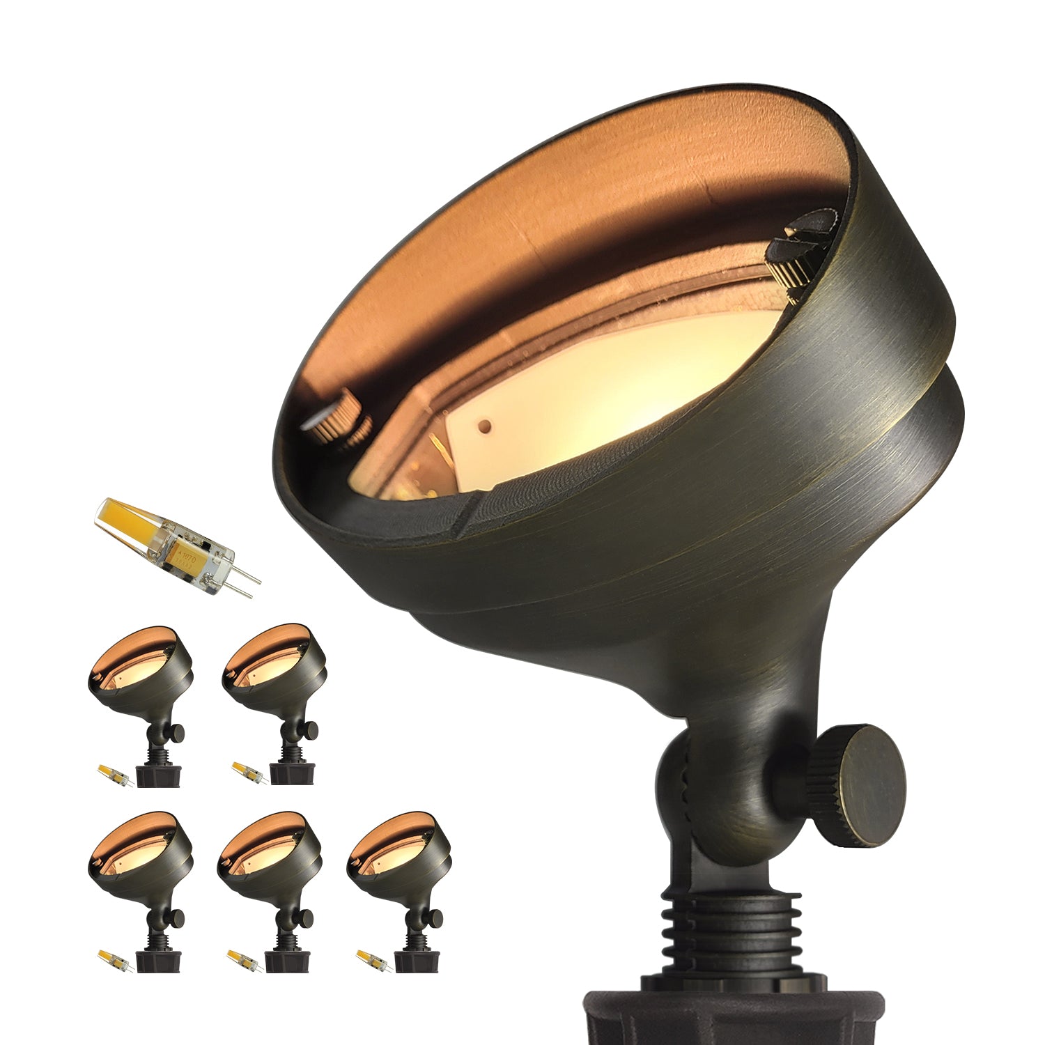 Brass outdoor low voltage landscape wall wash flood light COF501B with adjustable nozzle