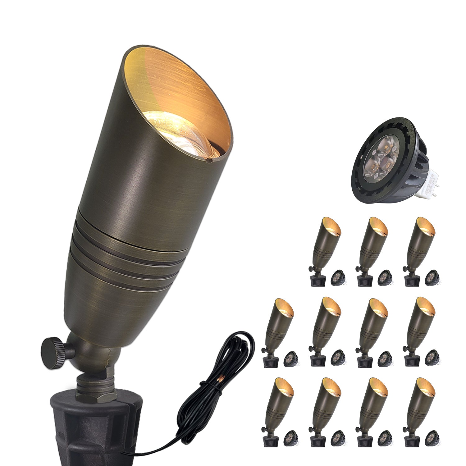 Brass LED Landscape Tree Lighting Low Voltage Outdoor Spotlight Model COA102B-7