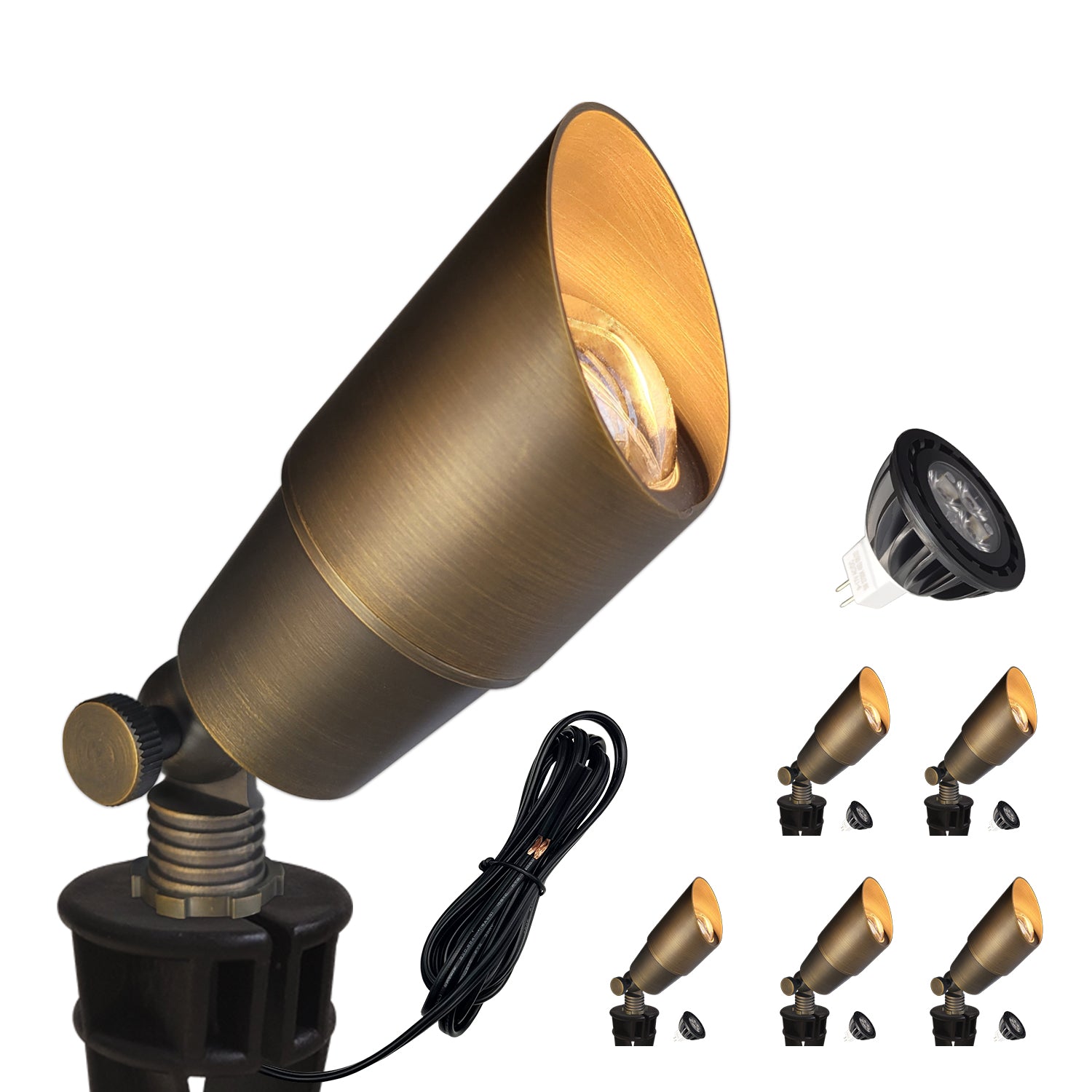 Brass LED outdoor landscape garden spotlight COA101B-5 with adjustable angle and low voltage design