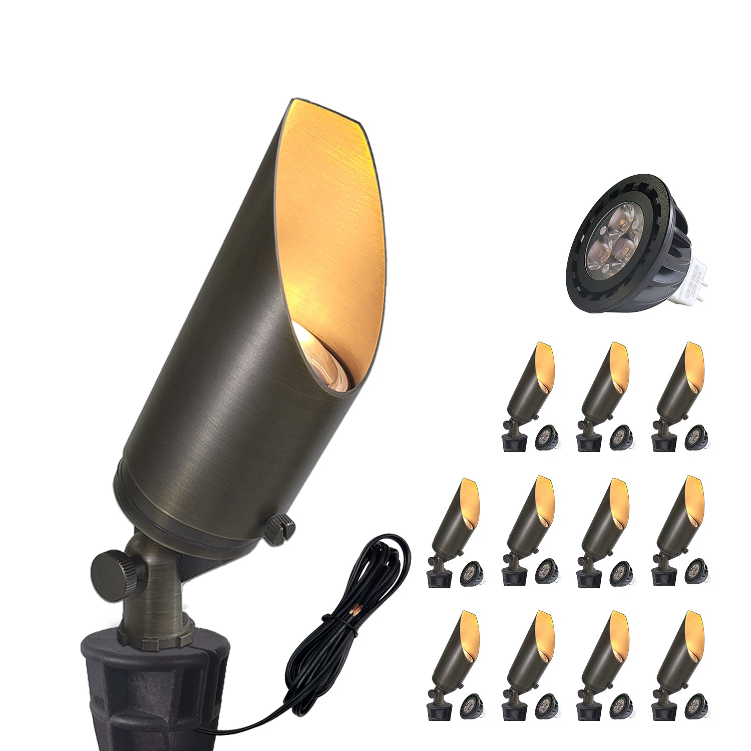 Brass Low Voltage LED Landscape Spotlight for Outdoor Ground Lighting, Volt Landscape Lights COA103B-7