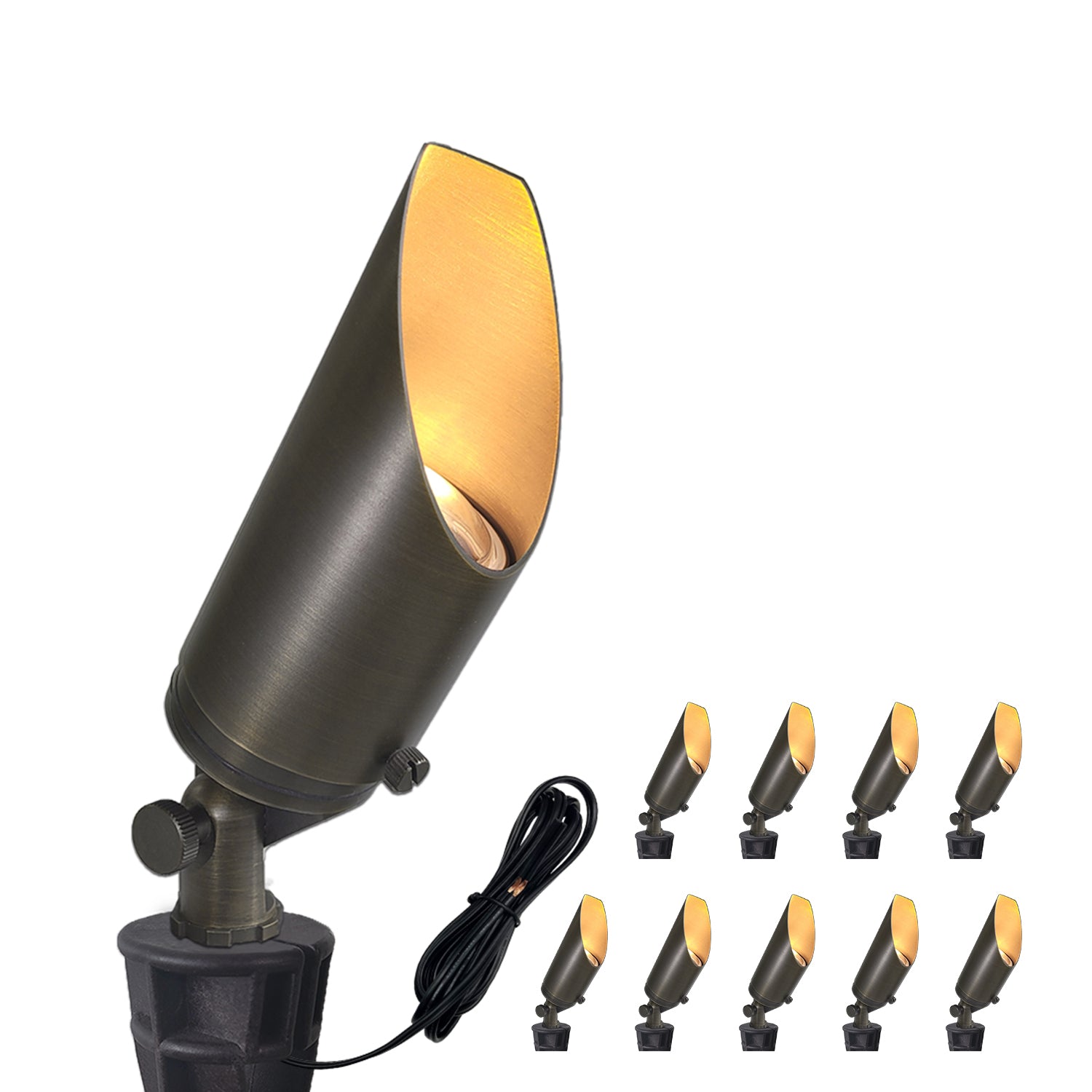Brass outdoor low voltage LED landscape spotlight from Volt Landscape Lights model COA103B-3