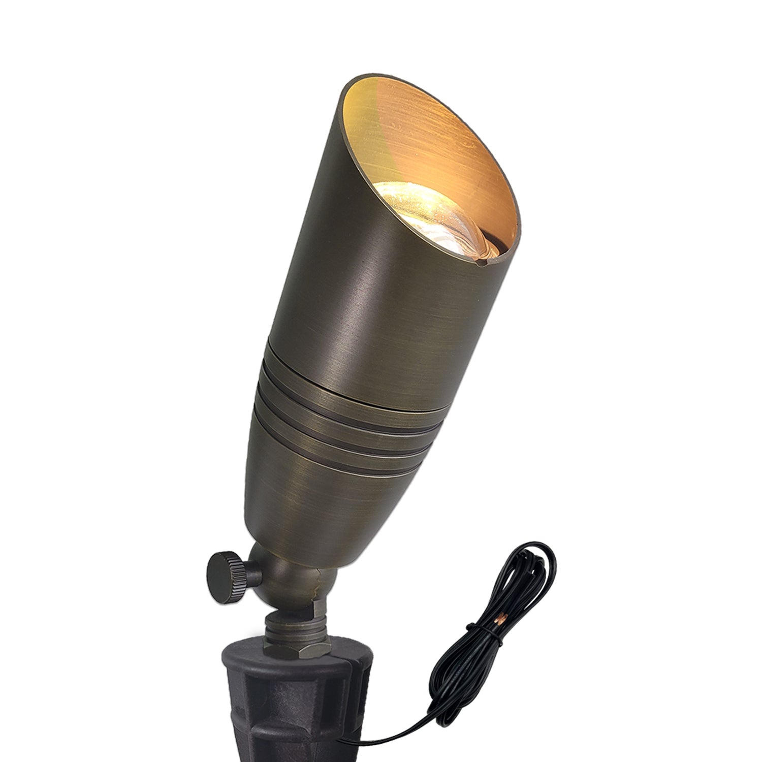 Die-cast brass LED landscape tree lighting fixture, model COA102B-1, with low voltage outdoor spotlight design on white background.