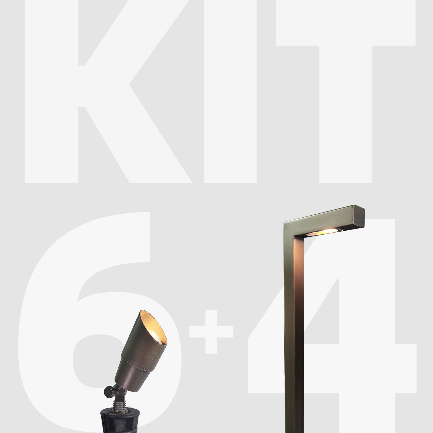 COLOER 12V LED Low Voltage Solid Brass Outdoor Lights Kit including spot light and path light with text 'KIT 6+4' in background