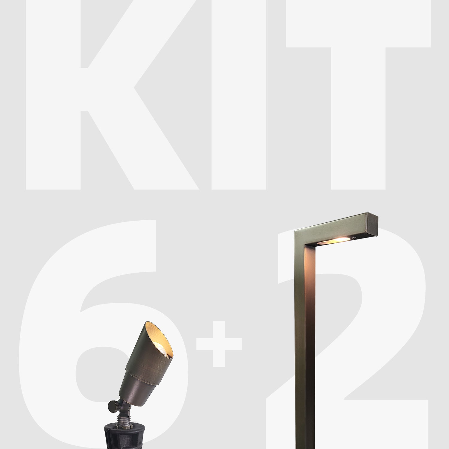 Die-cast brass waterproof LED garden decor lights kit with spotlight and path light from Low Voltage Landscape Lighting KIT-5.
