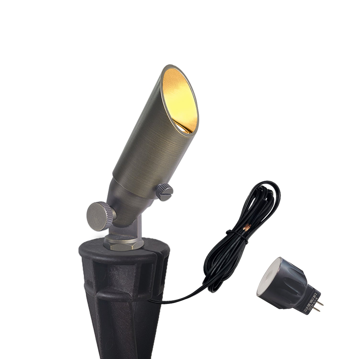 Mini size low voltage brass outdoor spotlight with adjustable angle and ground spike for garden lighting COA104B