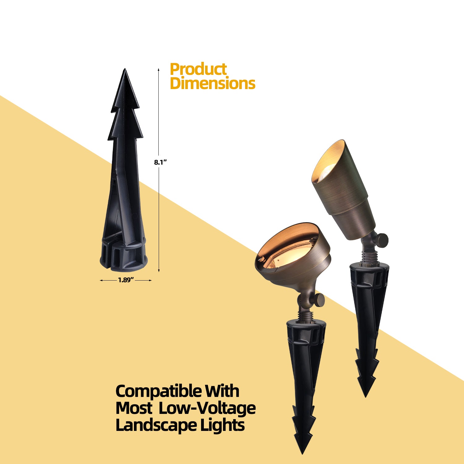 Landscape Lights Ground Stake Spikes Replacement PVC-Medium Size with Cut COK1002S
