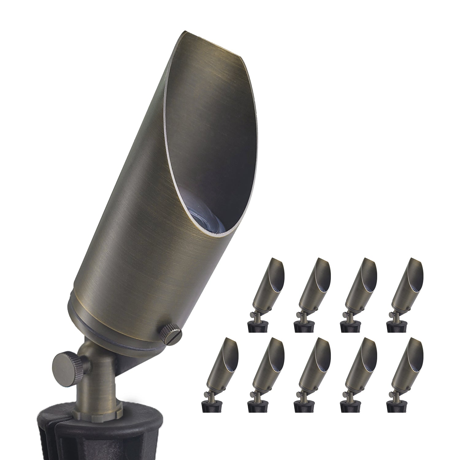 Brass outdoor low voltage LED landscape spotlight from Volt Landscape Lights model COA103B