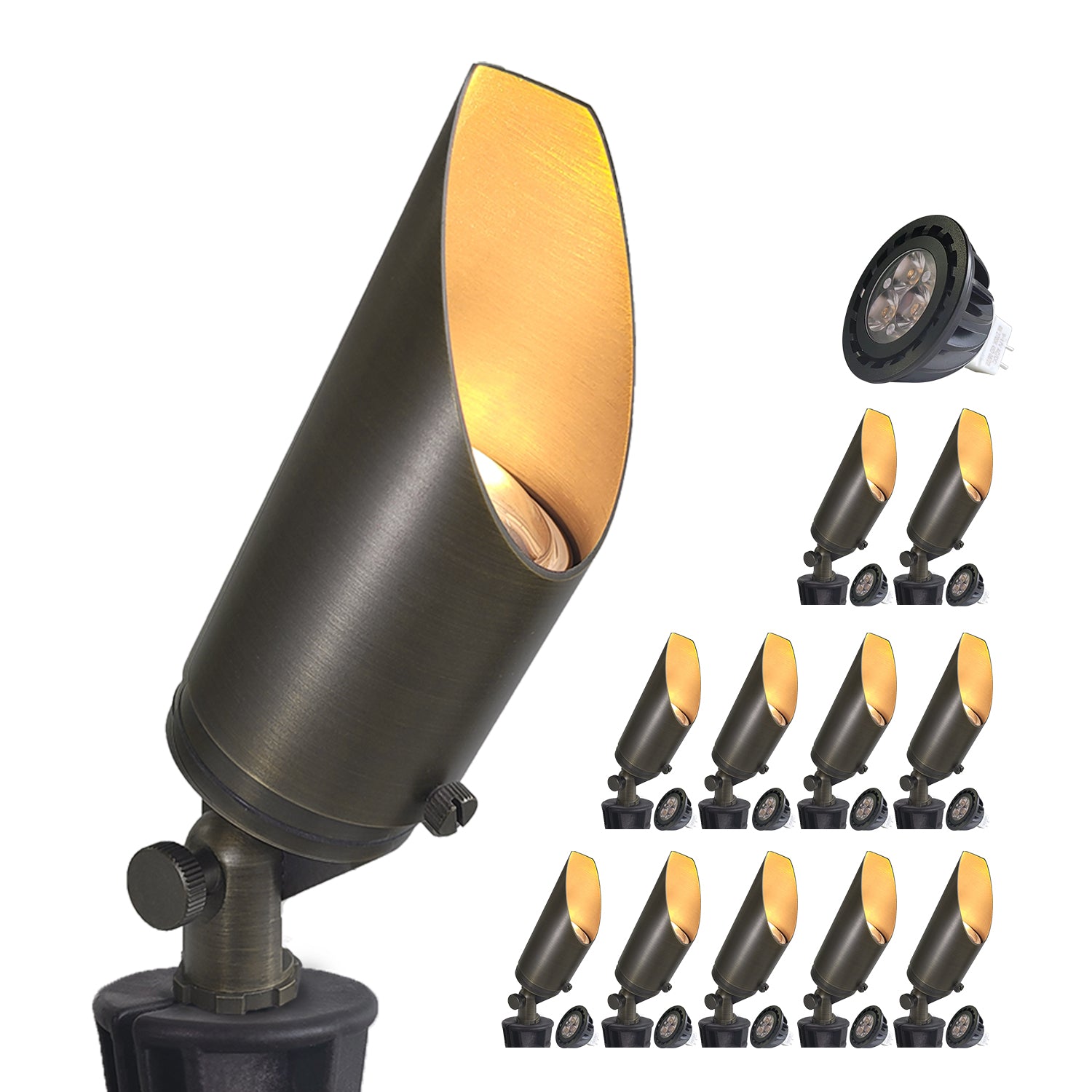 Brass Low Voltage LED Landscape Spotlight for Outdoor Ground Lighting, Volt Landscape Lights CO