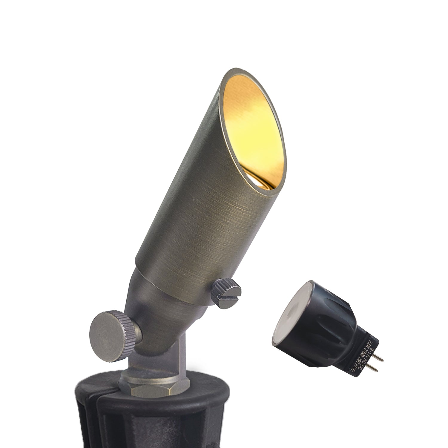 Mini size low voltage brass outdoor spotlight with adjustable angle and ground spike for garden lighting COA104B