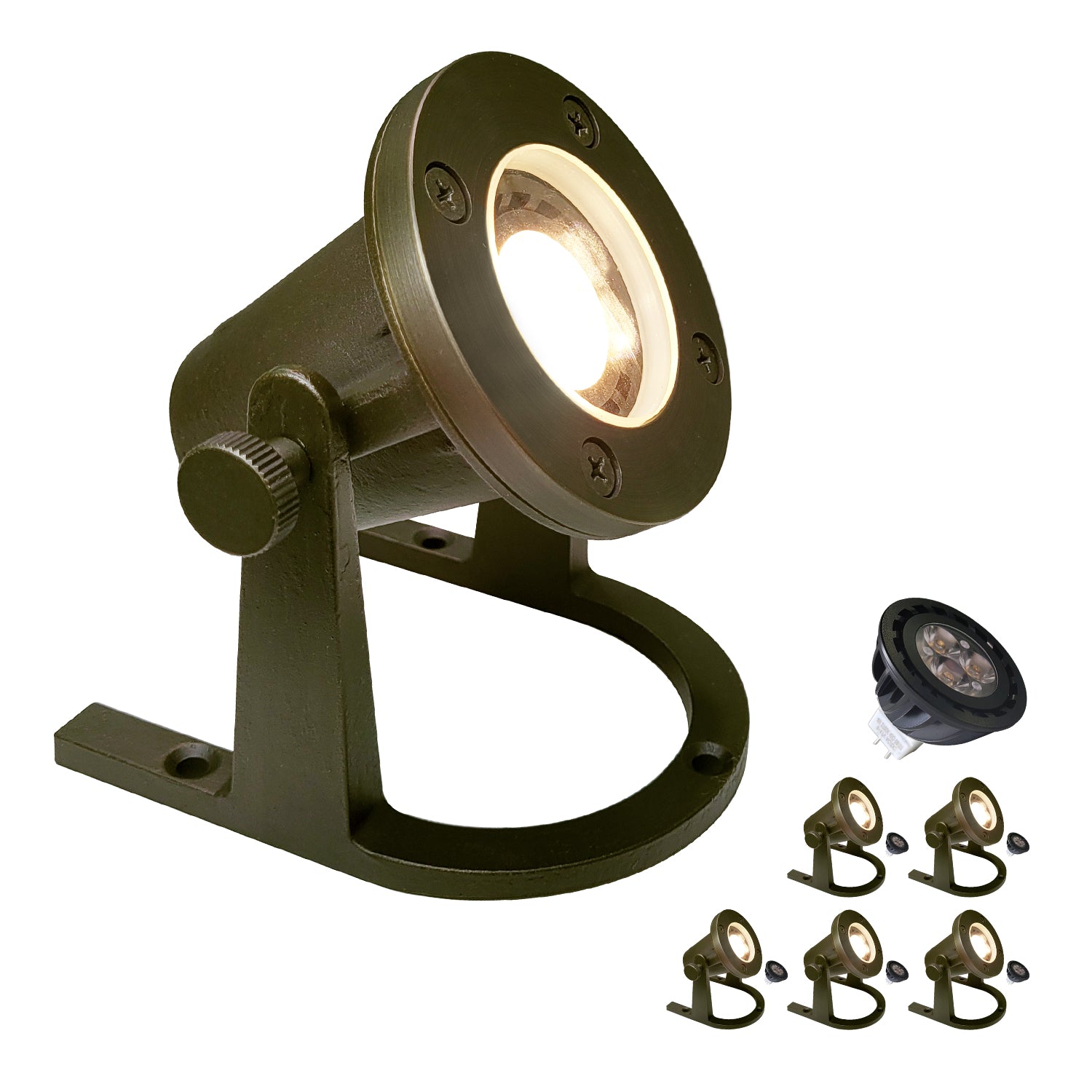Brass underwater lights COU1201B for submersible waterfall pool fountain, low voltage landscape lighting.