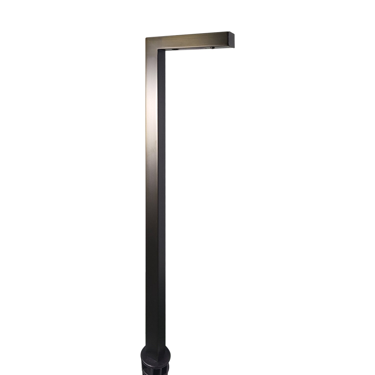 Solid brass low voltage outdoor pathway light in sleek design, ideal for durable and waterproof landscape lighting