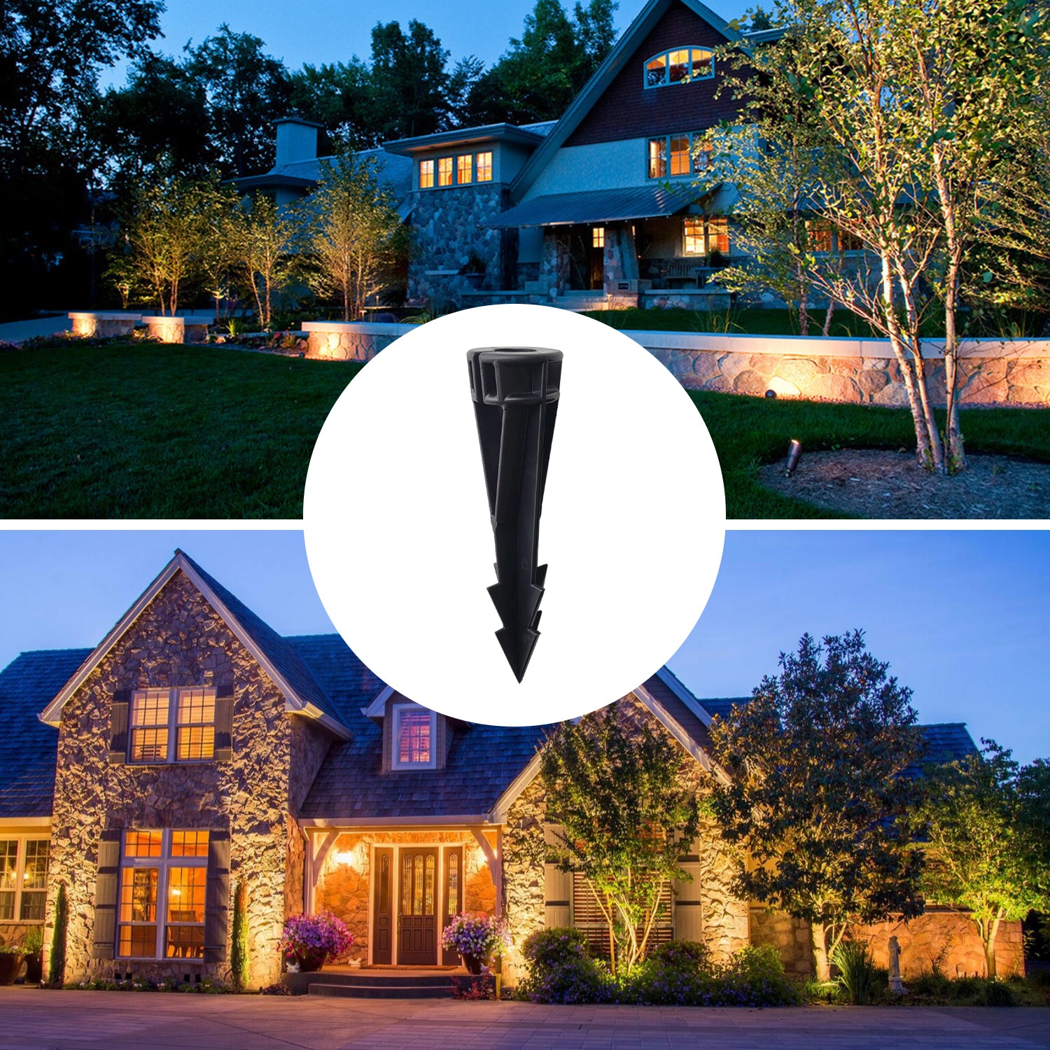 Outdoor houses with landscape lighting and PVC ground stake spike for landscape lights COK1002S