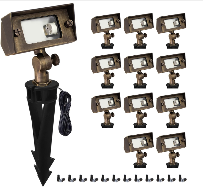 COLOER Mini Brass Outdoor Rectangular Flood Lights COF502B-7