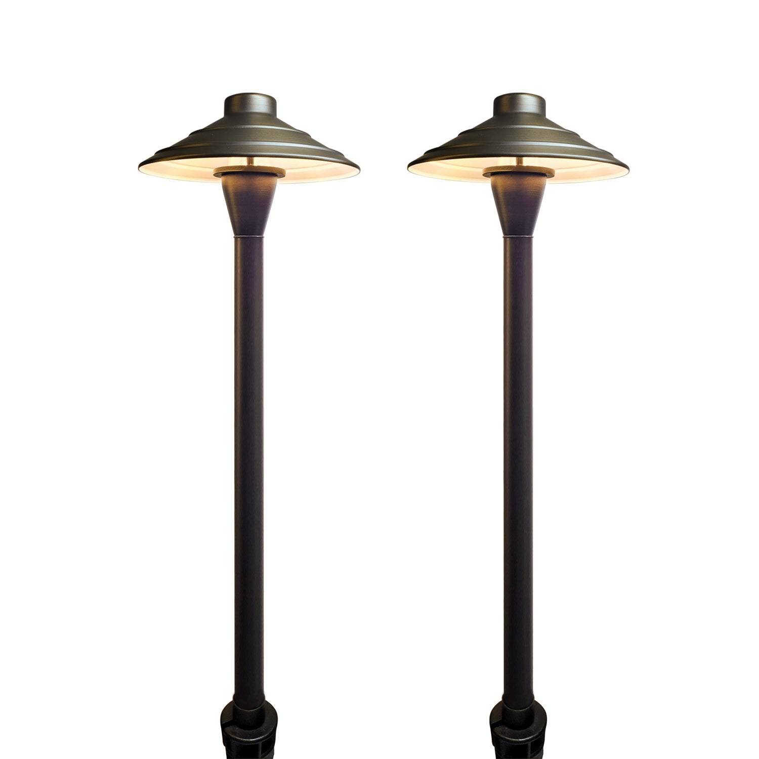 Pair of LED Low Voltage Brass Outdoor Garden Pathway Lights COP601B against a white background