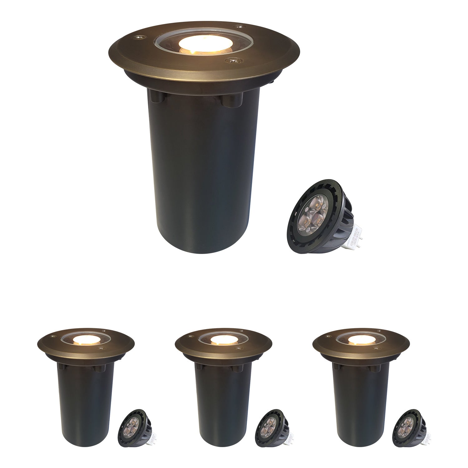 LED in-ground well lights for landscape tree lighting showcasing outdoor low voltage pathway illumination COG303B.
