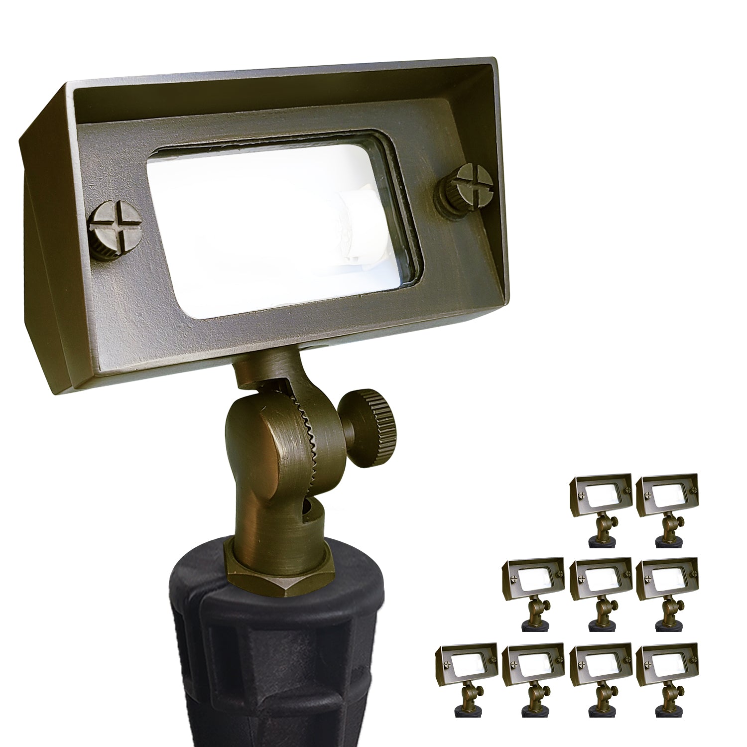 Mini rectangular brass outdoor flood light for low voltage landscape wall wash lighting COF502B.