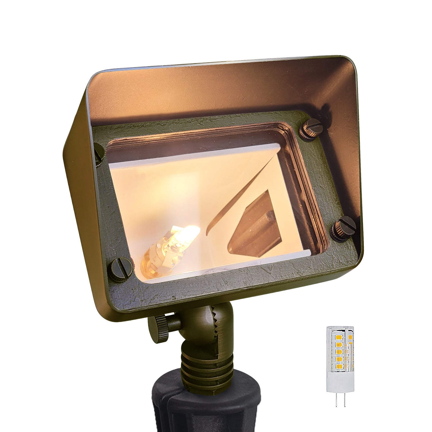 Brass Rectangular COF503B Flood Light for Low Voltage Landscape Lighting and Outdoor Wall Lights