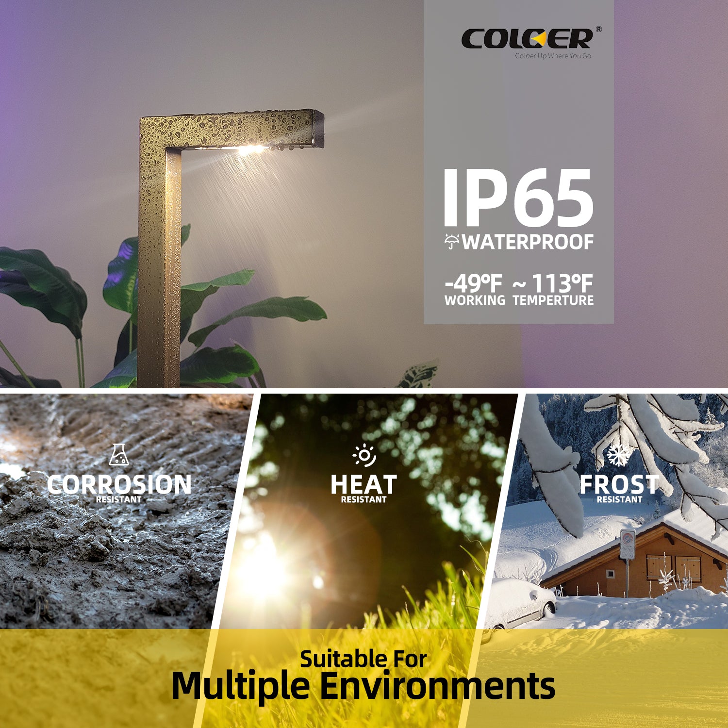IP65 waterproof low voltage brass path light suitable for multiple environments with corrosion, heat, and frost resistance