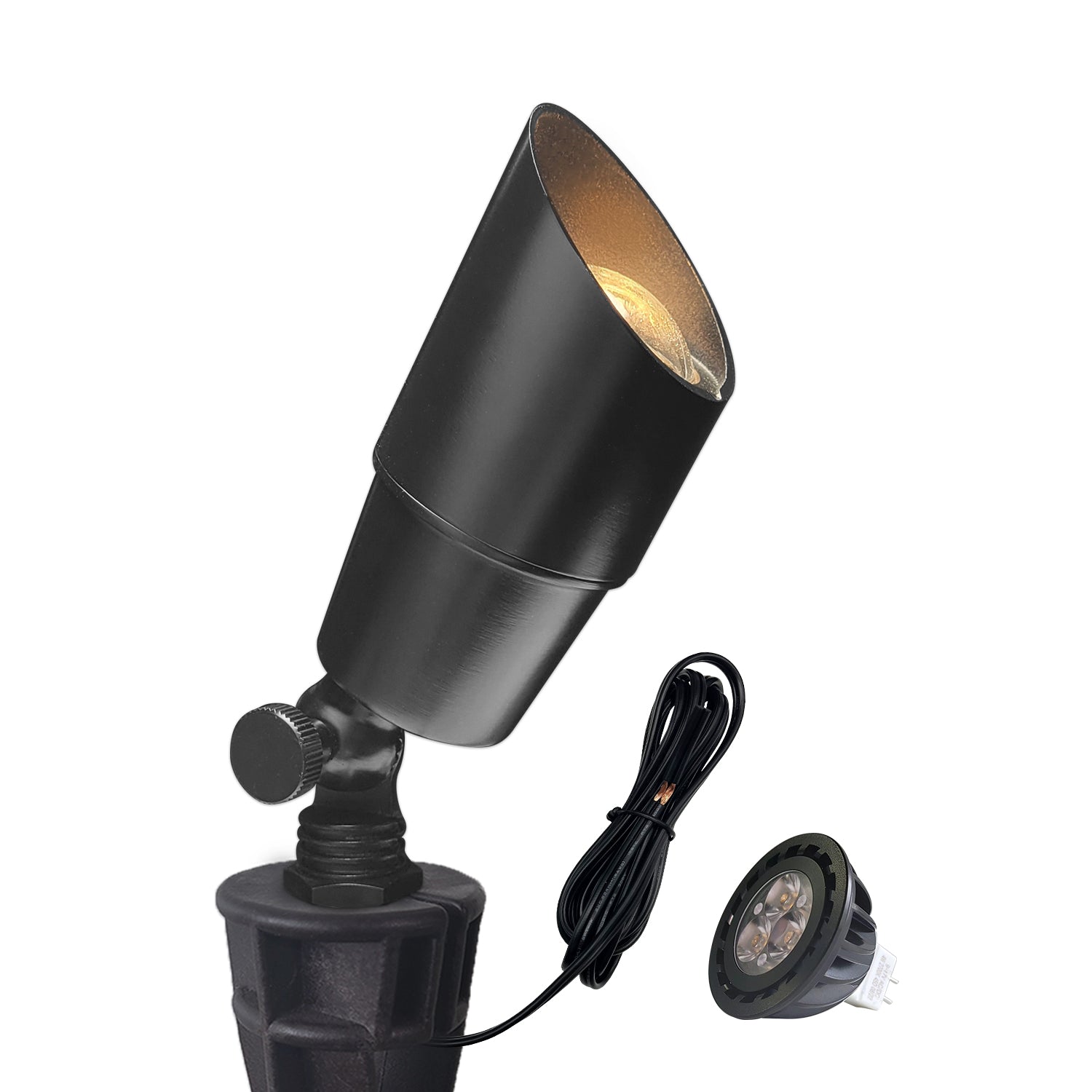 COA101B-8 Adjustable black LED landscape spotlight with MR16 bulb for outdoor use