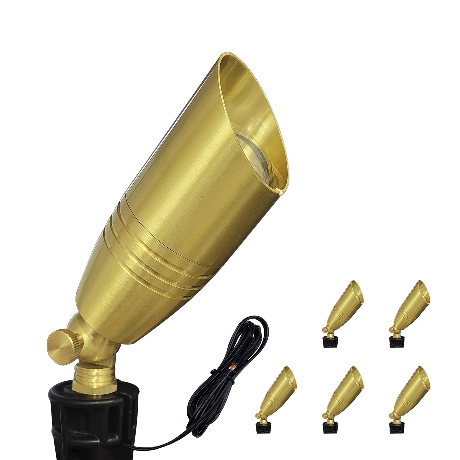 COA102B-10 Brass LED spotlight with adjustable head for versatile outdoor lighting