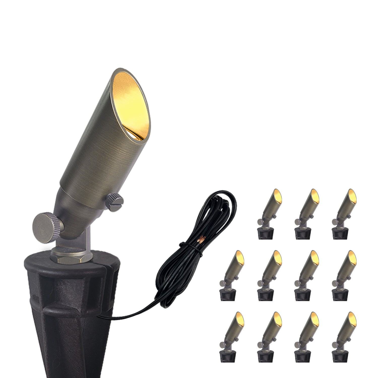 COA104B-4 Multiple units of COLOER Mini Size Low Voltage LED Brass Landscape Garden Spotlights, ideal for garden and architectural feature illumination