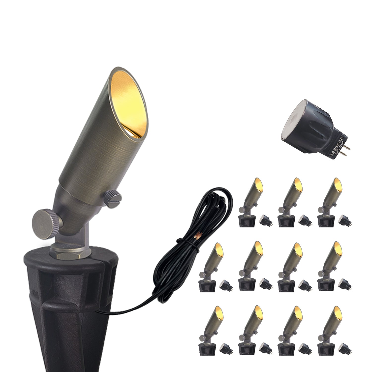 COA104B-6 Mini Size Low Voltage LED Brass Outdoor Spotlight, adjustable brass landscape garden light, ideal for illuminating walkways and gardens, available in multipack