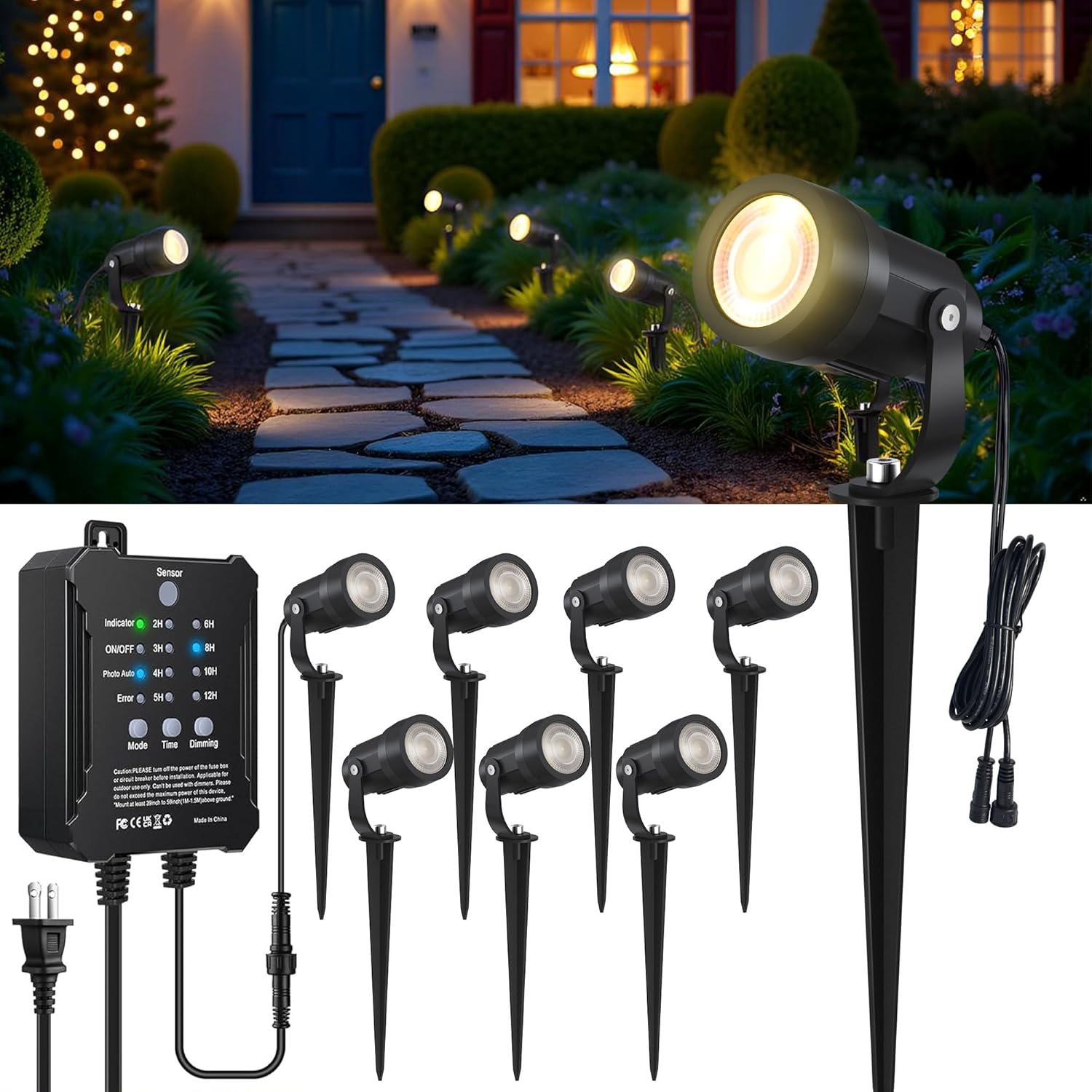 COLOER Upgrade All-in-One Low Voltage Landscape Lighting Kit, 8 Pack 5W Landscape Lights with Transformer and Connectors, IP65 Waterproof Outdoor Spot Lights for Pathway Yard Garde