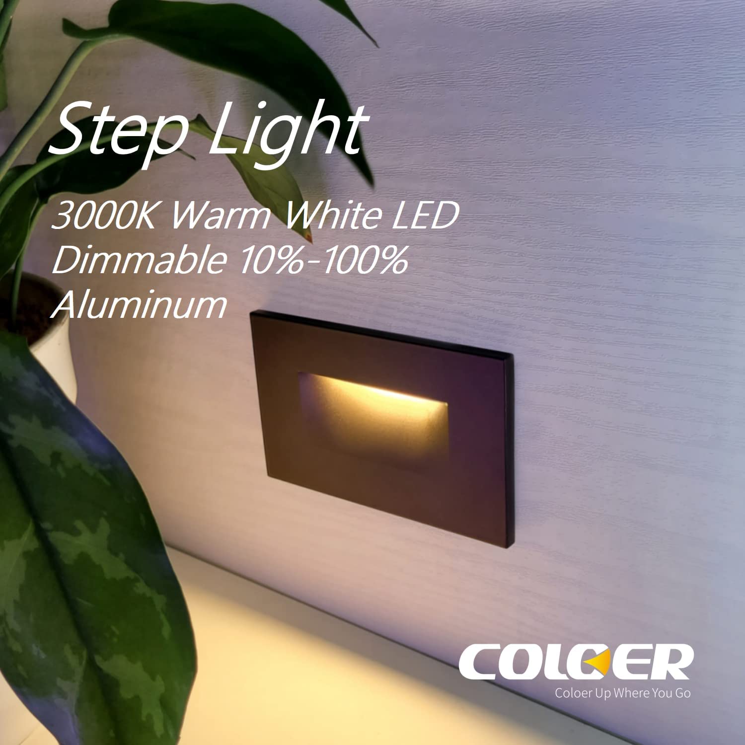 Dimmable 120V LED Step Lights | 3000K Warm White Stair Lights for Indoor and Outdoor COS801A